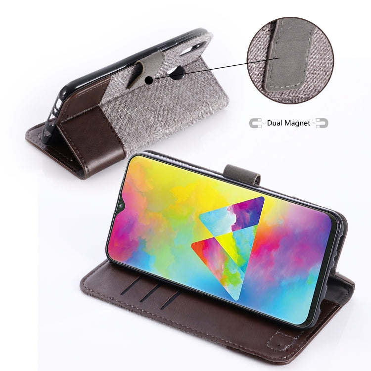 For Galaxy M20 MUXMA MX102 Horizontal Flip Canvas Leather Case with Stand & Card Slot & Wallet Function
