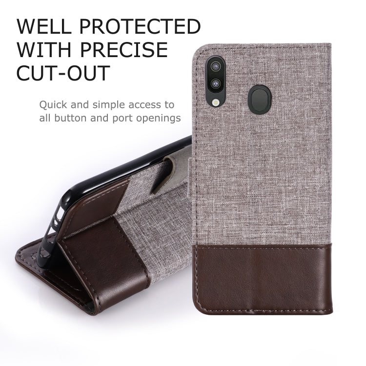 For Galaxy M20 MUXMA MX102 Horizontal Flip Canvas Leather Case with Stand & Card Slot & Wallet Function