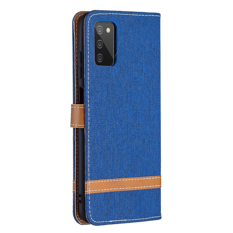 For Samsung Galaxy A03s 164mm Color Matching Denim Texture Horizontal Flip Leather Case with Holder & Card Slots & Wallet & Lanyard