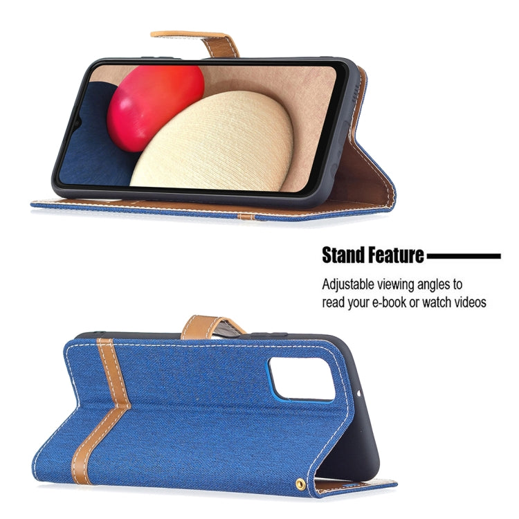 For Samsung Galaxy A03s 164mm Color Matching Denim Texture Horizontal Flip Leather Case with Holder & Card Slots & Wallet & Lanyard