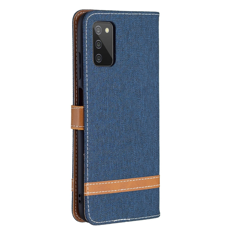 For Samsung Galaxy A03s 164mm Color Matching Denim Texture Horizontal Flip Leather Case with Holder & Card Slots & Wallet & Lanyard