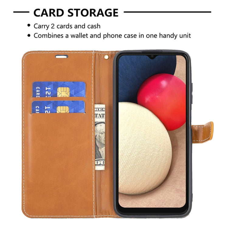 For Samsung Galaxy A03s 164mm Color Matching Denim Texture Horizontal Flip Leather Case with Holder & Card Slots & Wallet & Lanyard