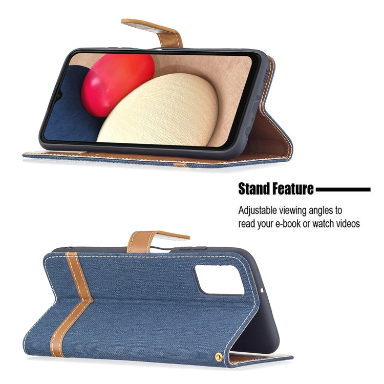 For Samsung Galaxy A03s 164mm Color Matching Denim Texture Horizontal Flip Leather Case with Holder & Card Slots & Wallet & Lanyard