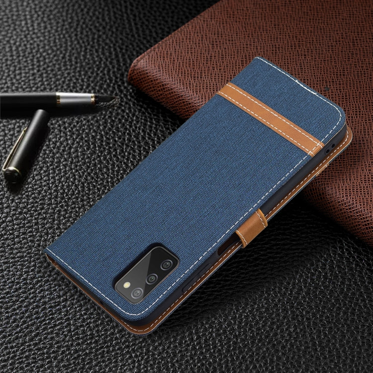 For Samsung Galaxy A03s 164mm Color Matching Denim Texture Horizontal Flip Leather Case with Holder & Card Slots & Wallet & Lanyard