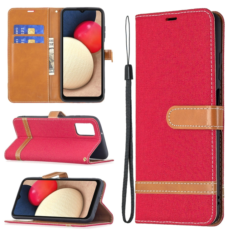For Samsung Galaxy A03s 164mm Color Matching Denim Texture Horizontal Flip Leather Case with Holder & Card Slots & Wallet & Lanyard