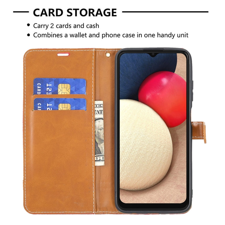 For Samsung Galaxy A03s 164mm Color Matching Denim Texture Horizontal Flip Leather Case with Holder & Card Slots & Wallet & Lanyard