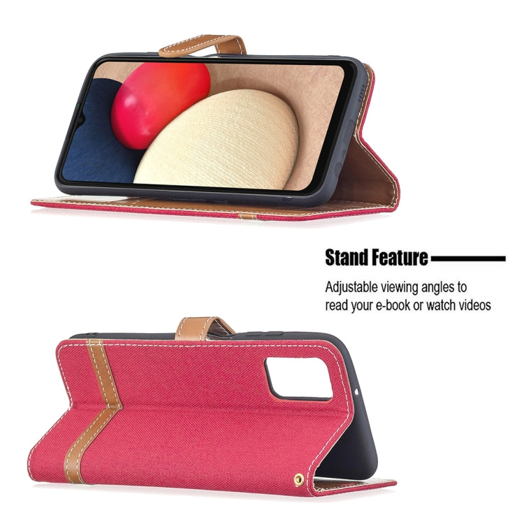 For Samsung Galaxy A03s 164mm Color Matching Denim Texture Horizontal Flip Leather Case with Holder & Card Slots & Wallet & Lanyard