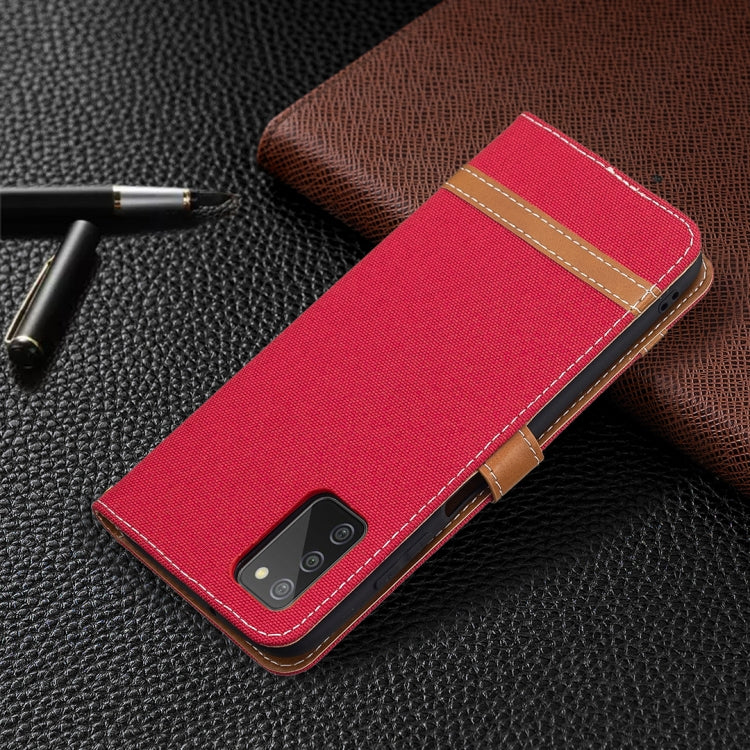 For Samsung Galaxy A03s 164mm Color Matching Denim Texture Horizontal Flip Leather Case with Holder & Card Slots & Wallet & Lanyard