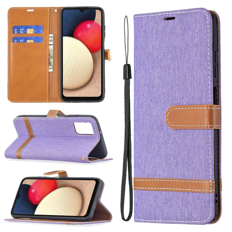 For Samsung Galaxy A03s 164mm Color Matching Denim Texture Horizontal Flip Leather Case with Holder & Card Slots & Wallet & Lanyard