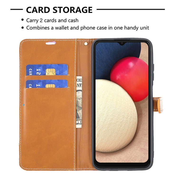 For Samsung Galaxy A03s 164mm Color Matching Denim Texture Horizontal Flip Leather Case with Holder & Card Slots & Wallet & Lanyard