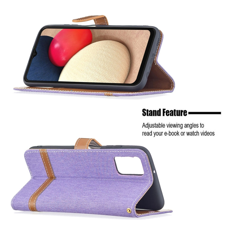 For Samsung Galaxy A03s 164mm Color Matching Denim Texture Horizontal Flip Leather Case with Holder & Card Slots & Wallet & Lanyard
