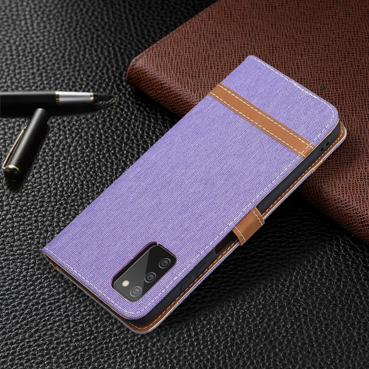 For Samsung Galaxy A03s 164mm Color Matching Denim Texture Horizontal Flip Leather Case with Holder & Card Slots & Wallet & Lanyard