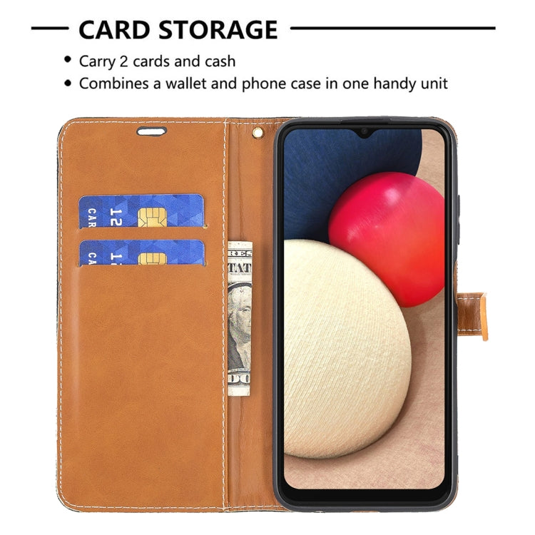 For Samsung Galaxy A03s 164mm Color Matching Denim Texture Horizontal Flip Leather Case with Holder & Card Slots & Wallet & Lanyard