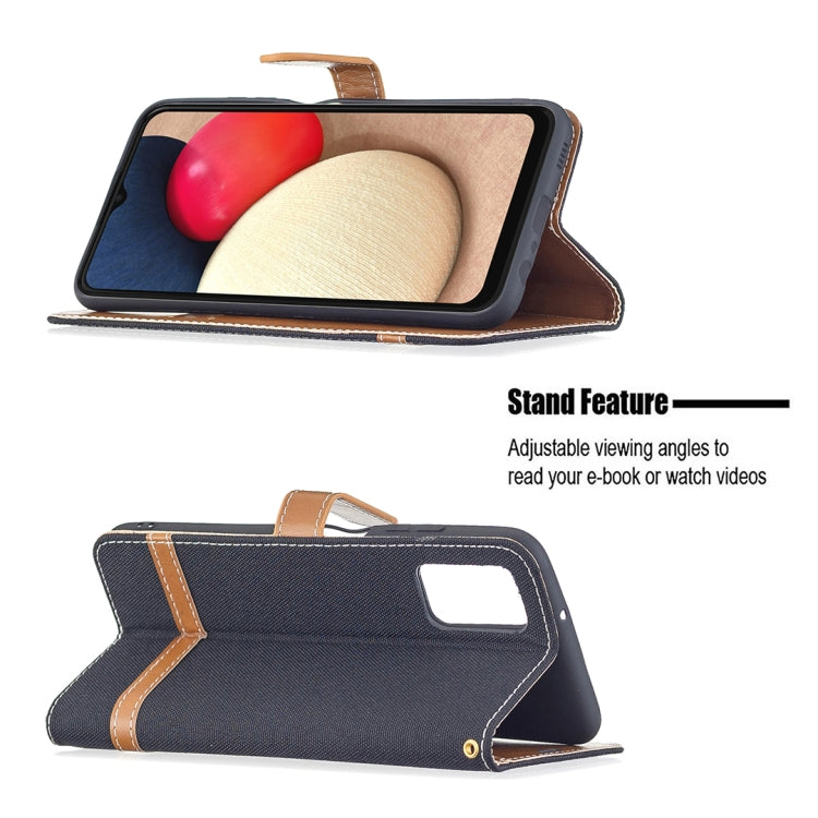 For Samsung Galaxy A03s 164mm Color Matching Denim Texture Horizontal Flip Leather Case with Holder & Card Slots & Wallet & Lanyard