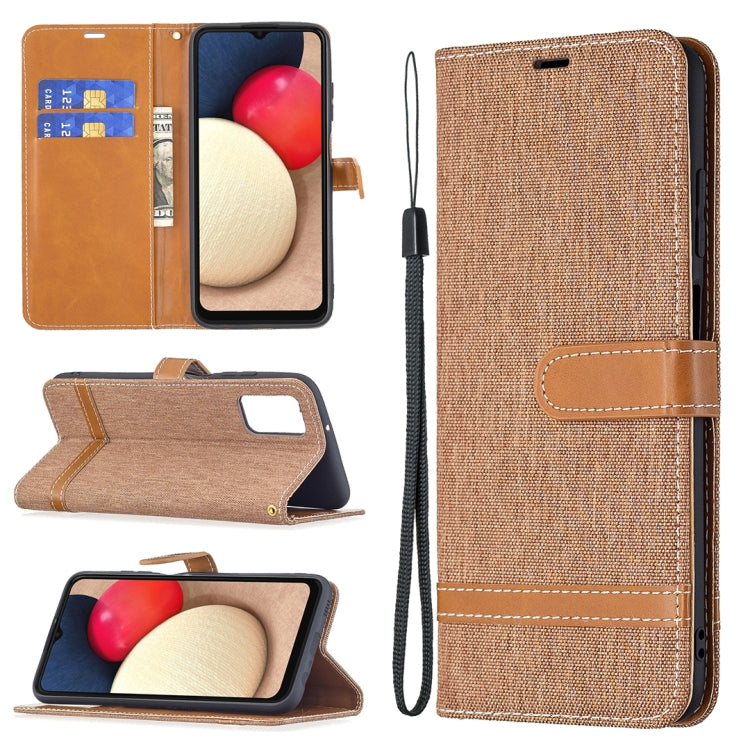 For Samsung Galaxy A03s 164mm Color Matching Denim Texture Horizontal Flip Leather Case with Holder & Card Slots & Wallet & Lanyard