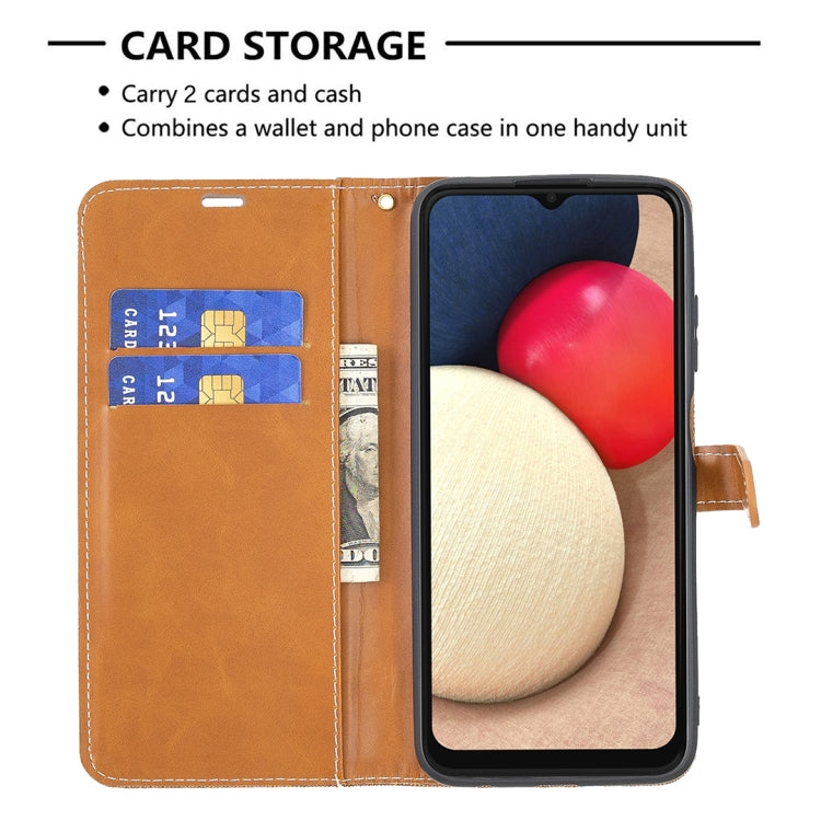 For Samsung Galaxy A03s 164mm Color Matching Denim Texture Horizontal Flip Leather Case with Holder & Card Slots & Wallet & Lanyard