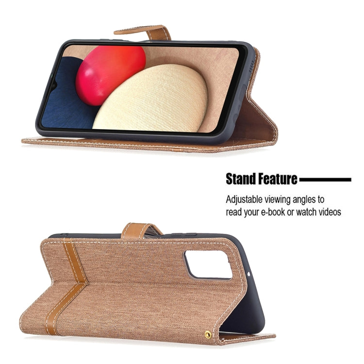 For Samsung Galaxy A03s 164mm Color Matching Denim Texture Horizontal Flip Leather Case with Holder & Card Slots & Wallet & Lanyard