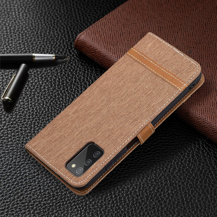 For Samsung Galaxy A03s 164mm Color Matching Denim Texture Horizontal Flip Leather Case with Holder & Card Slots & Wallet & Lanyard