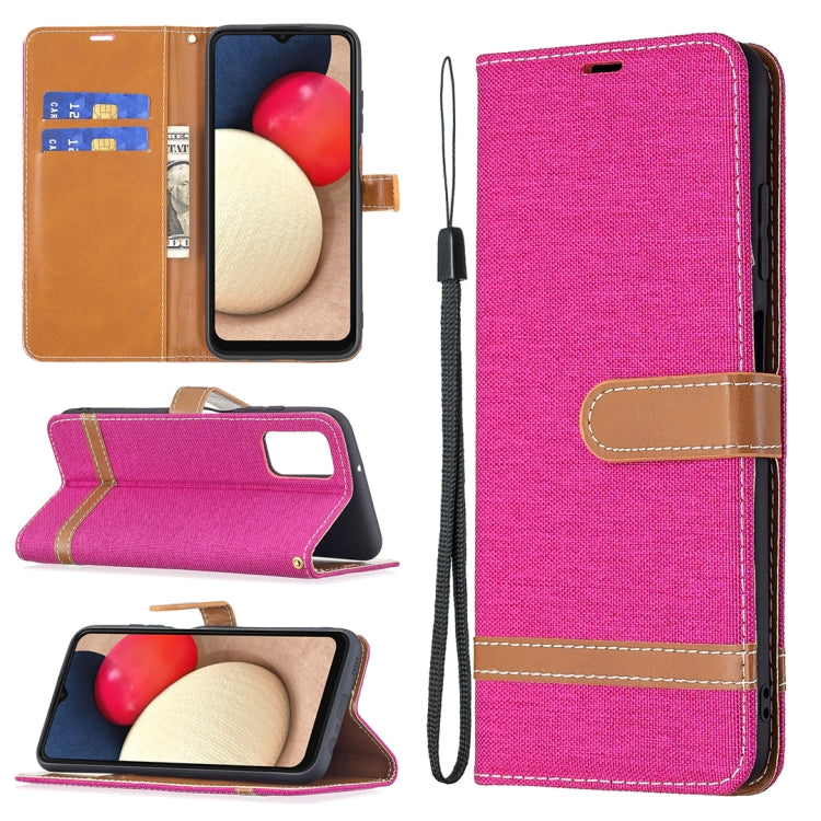 For Samsung Galaxy A03s 164mm Color Matching Denim Texture Horizontal Flip Leather Case with Holder & Card Slots & Wallet & Lanyard