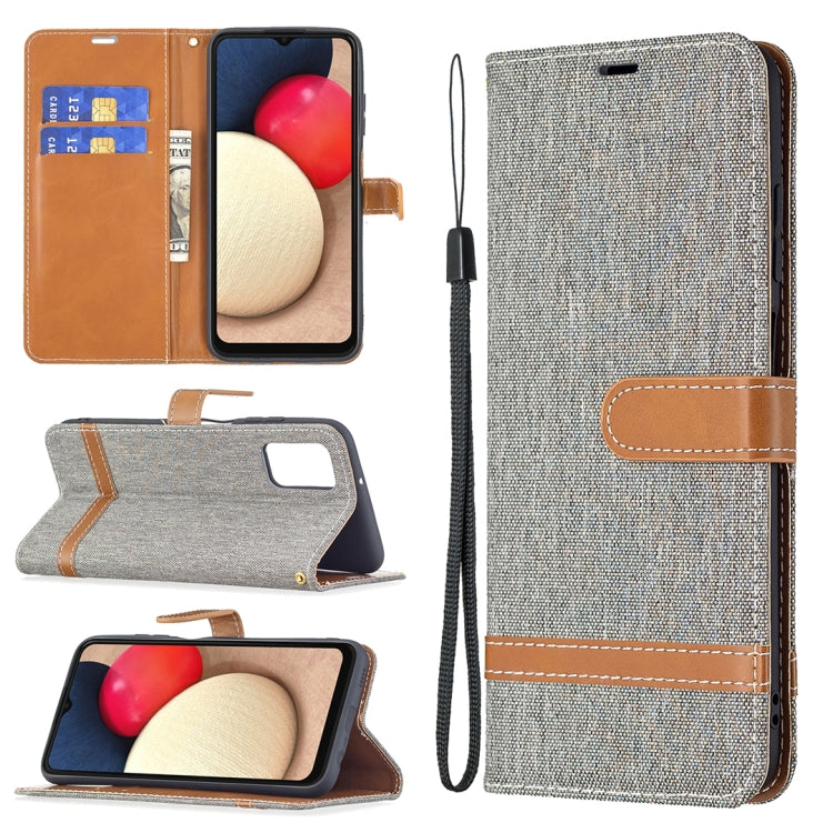 For Samsung Galaxy A03s 164mm Color Matching Denim Texture Horizontal Flip Leather Case with Holder & Card Slots & Wallet & Lanyard