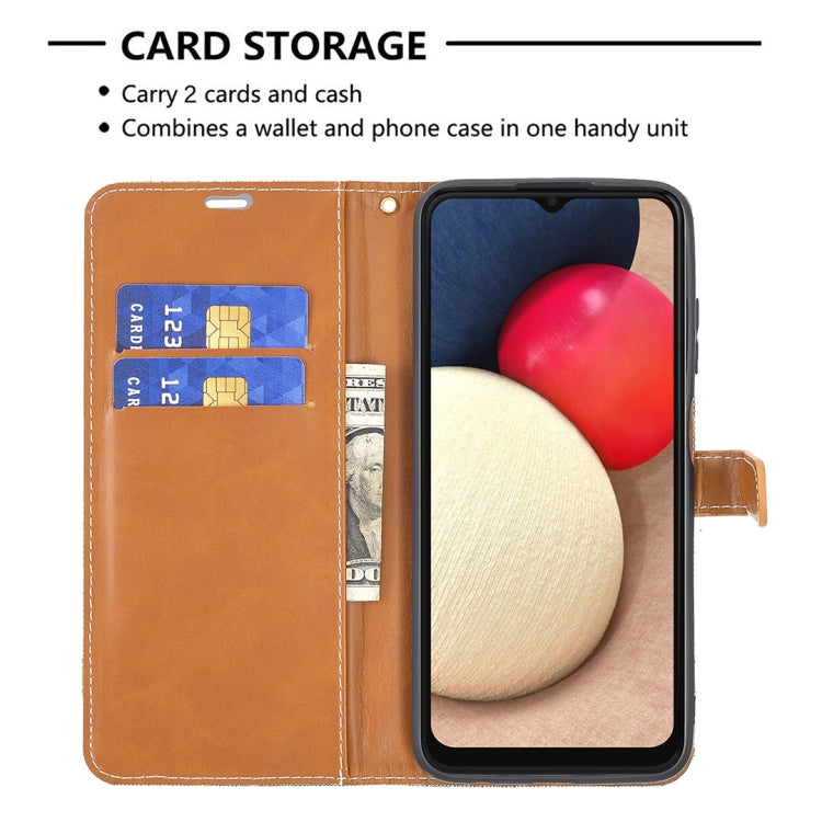 For Samsung Galaxy A03s 164mm Color Matching Denim Texture Horizontal Flip Leather Case with Holder & Card Slots & Wallet & Lanyard