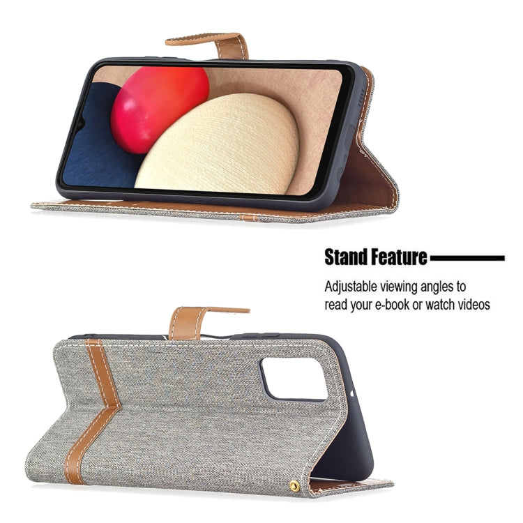 For Samsung Galaxy A03s 164mm Color Matching Denim Texture Horizontal Flip Leather Case with Holder & Card Slots & Wallet & Lanyard