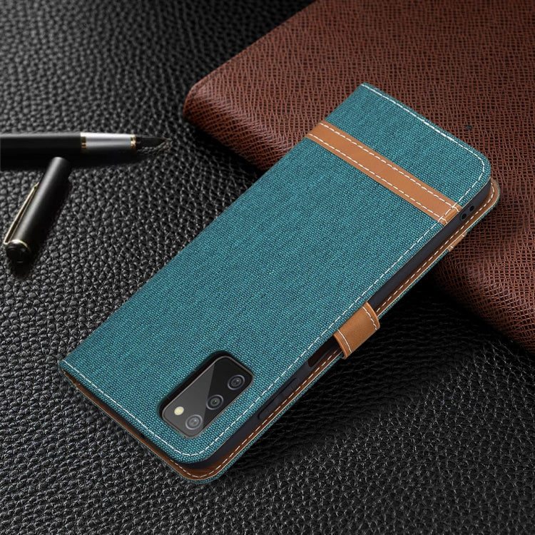 For Samsung Galaxy A03s 164mm Color Matching Denim Texture Horizontal Flip Leather Case with Holder & Card Slots & Wallet & Lanyard