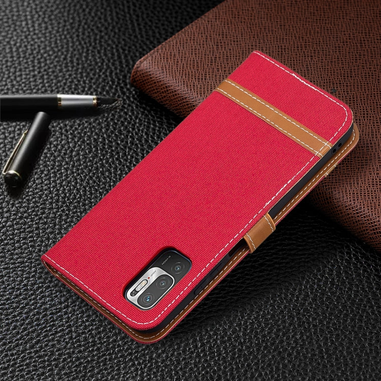 For Xiaomi Poco M3 Pro / Redmi Note 10 5G Color Matching Denim Texture Horizontal Flip Leather Case with Holder & Card Slots & Wallet & Lanyard