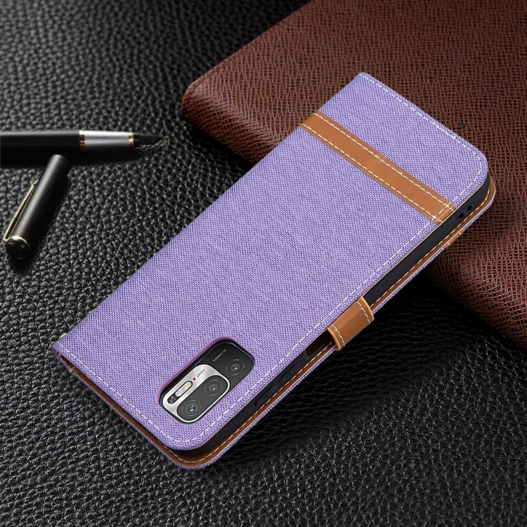 For Xiaomi Poco M3 Pro / Redmi Note 10 5G Color Matching Denim Texture Horizontal Flip Leather Case with Holder & Card Slots & Wallet & Lanyard