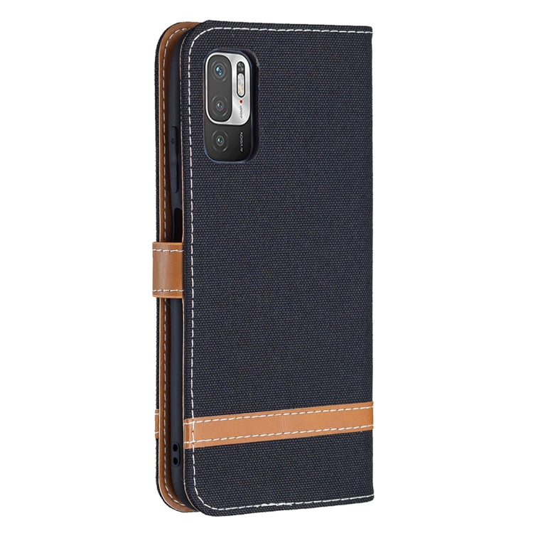 For Xiaomi Poco M3 Pro / Redmi Note 10 5G Color Matching Denim Texture Horizontal Flip Leather Case with Holder & Card Slots & Wallet & Lanyard