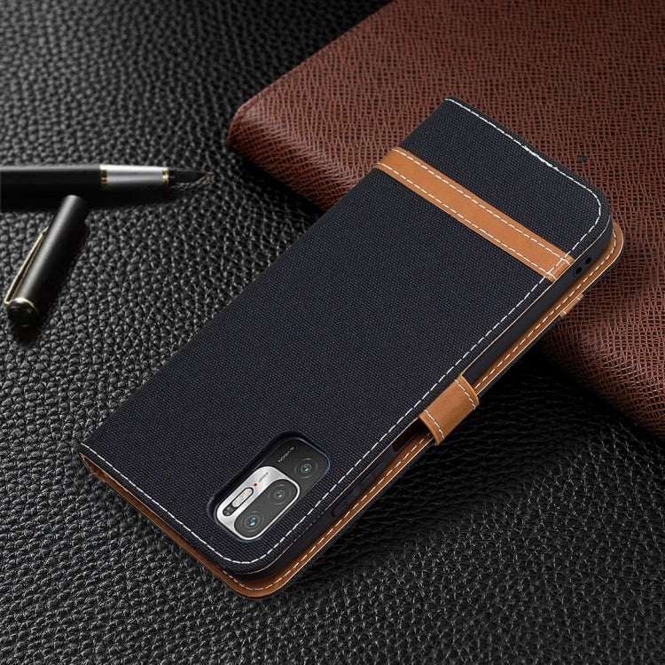 For Xiaomi Poco M3 Pro / Redmi Note 10 5G Color Matching Denim Texture Horizontal Flip Leather Case with Holder & Card Slots & Wallet & Lanyard