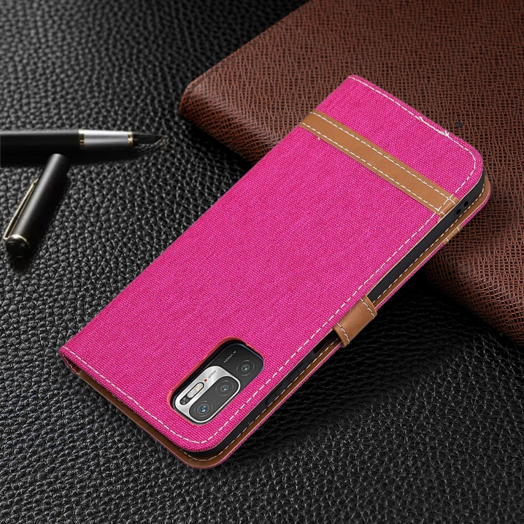For Xiaomi Poco M3 Pro / Redmi Note 10 5G Color Matching Denim Texture Horizontal Flip Leather Case with Holder & Card Slots & Wallet & Lanyard