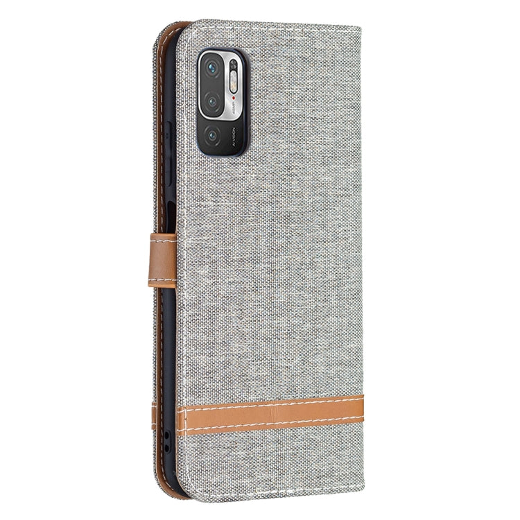 For Xiaomi Poco M3 Pro / Redmi Note 10 5G Color Matching Denim Texture Horizontal Flip Leather Case with Holder & Card Slots & Wallet & Lanyard