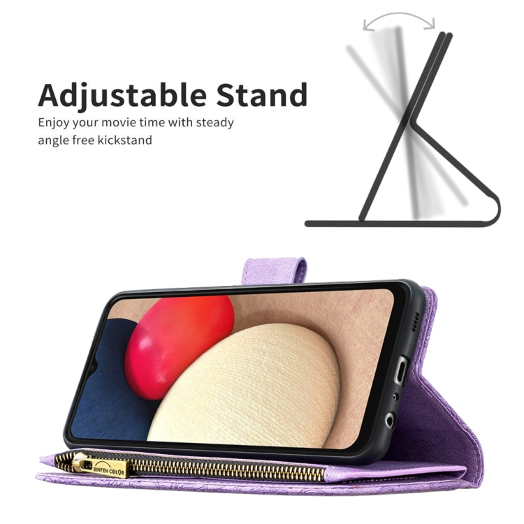 For Samsung Galaxy A03s 164mm Flying Butterfly Embossing Pattern Zipper Horizontal Flip Leather Case with Holder & Card Slots & Wallet