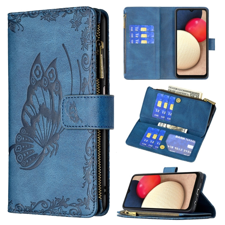For Samsung Galaxy A03s 164mm Flying Butterfly Embossing Pattern Zipper Horizontal Flip Leather Case with Holder & Card Slots & Wallet
