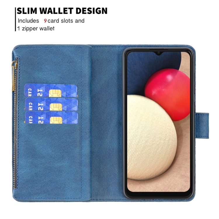 For Samsung Galaxy A03s 164mm Flying Butterfly Embossing Pattern Zipper Horizontal Flip Leather Case with Holder & Card Slots & Wallet