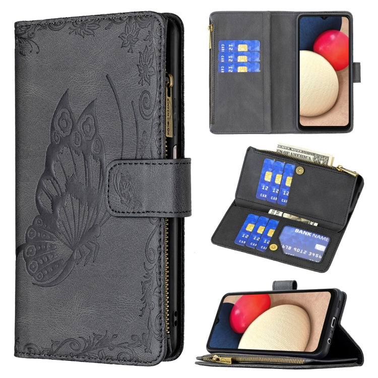 For Samsung Galaxy A03s 164mm Flying Butterfly Embossing Pattern Zipper Horizontal Flip Leather Case with Holder & Card Slots & Wallet