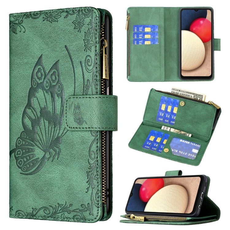For Samsung Galaxy A03s 164mm Flying Butterfly Embossing Pattern Zipper Horizontal Flip Leather Case with Holder & Card Slots & Wallet