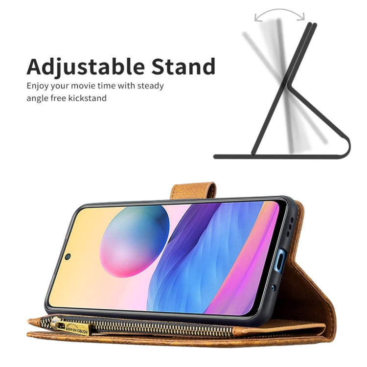 For Xiaomi Poco M3 Pro / Redmi Note 10 5G Flying Butterfly Embossing Pattern Zipper Horizontal Flip Leather Case with Holder & Card Slots & Wallet