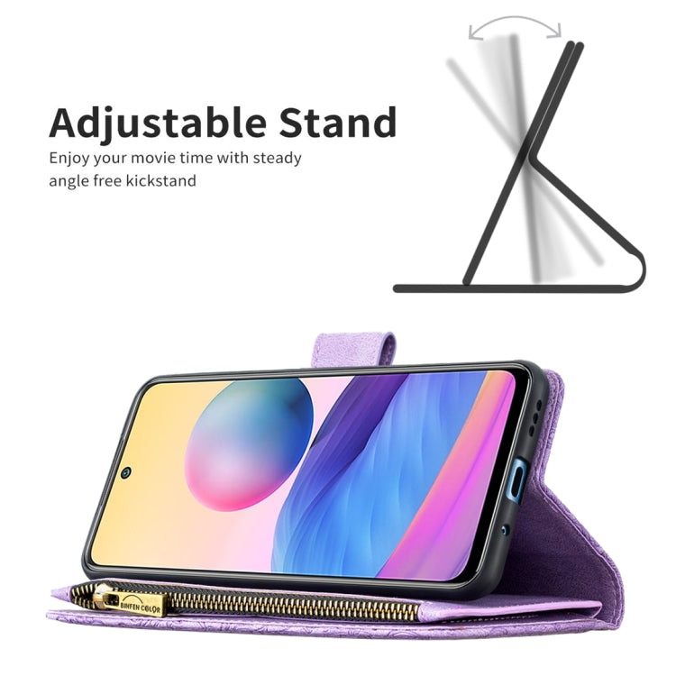 For Xiaomi Poco M3 Pro / Redmi Note 10 5G Flying Butterfly Embossing Pattern Zipper Horizontal Flip Leather Case with Holder & Card Slots & Wallet