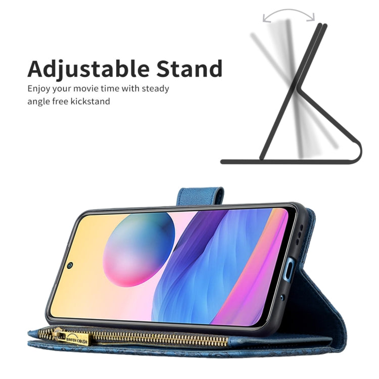 For Xiaomi Poco M3 Pro / Redmi Note 10 5G Flying Butterfly Embossing Pattern Zipper Horizontal Flip Leather Case with Holder & Card Slots & Wallet