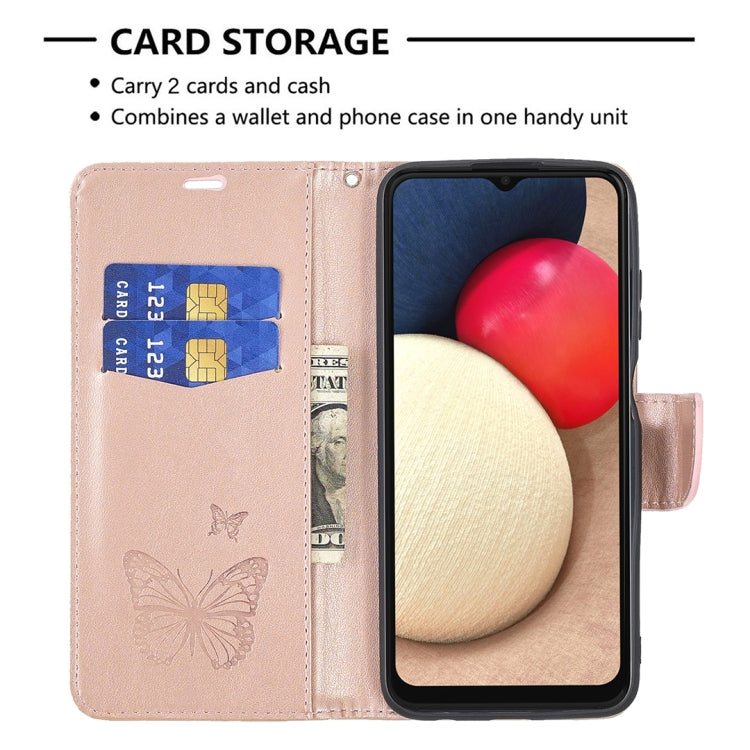 For Samsung Galaxy A03s 164mm Embossing Two Butterflies Pattern Horizontal Flip PU Leather Case with Holder & Card Slot & Wallet & Lanyard
