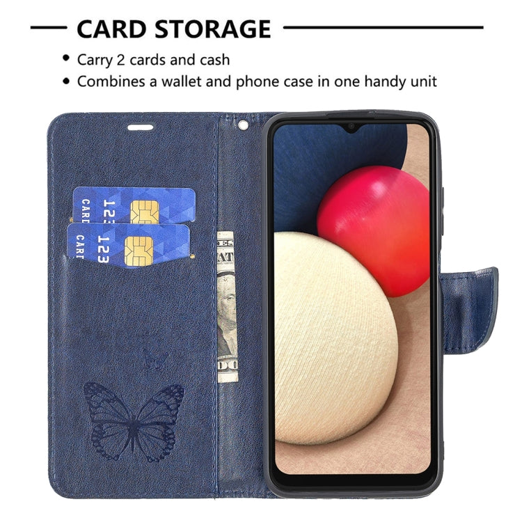 For Samsung Galaxy A03s 164mm Embossing Two Butterflies Pattern Horizontal Flip PU Leather Case with Holder & Card Slot & Wallet & Lanyard