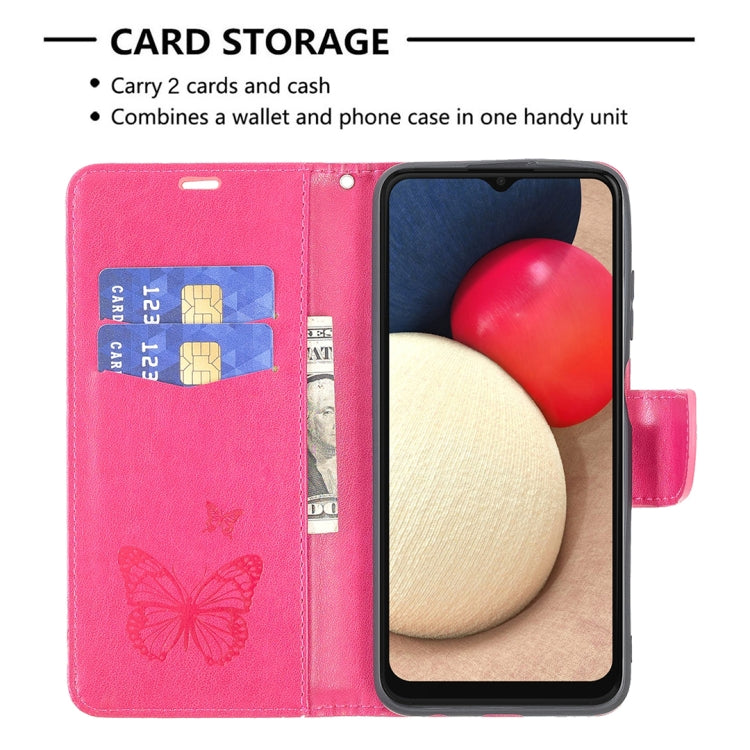 For Samsung Galaxy A03s 164mm Embossing Two Butterflies Pattern Horizontal Flip PU Leather Case with Holder & Card Slot & Wallet & Lanyard