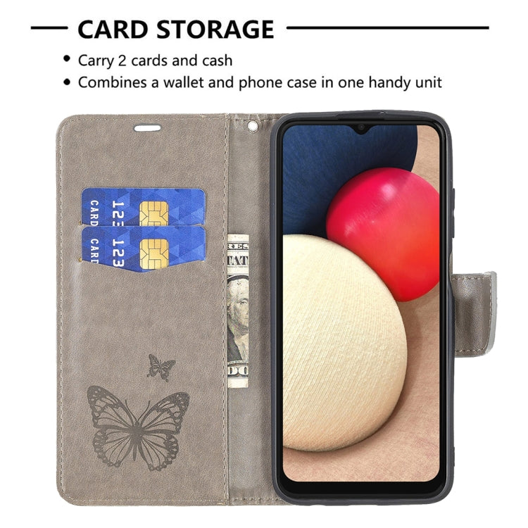 For Samsung Galaxy A03s 164mm Embossing Two Butterflies Pattern Horizontal Flip PU Leather Case with Holder & Card Slot & Wallet & Lanyard