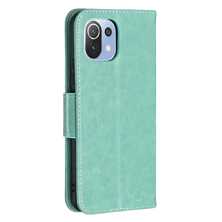 For Xiaomi Mi 11 Lite Embossing Two Butterflies Pattern Horizontal Flip PU Leather Case with Holder & Card Slot & Wallet & Lanyard