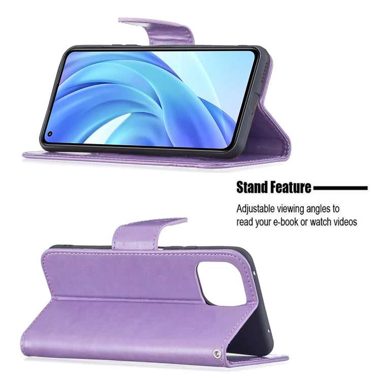 For Xiaomi Mi 11 Lite Embossing Two Butterflies Pattern Horizontal Flip PU Leather Case with Holder & Card Slot & Wallet & Lanyard