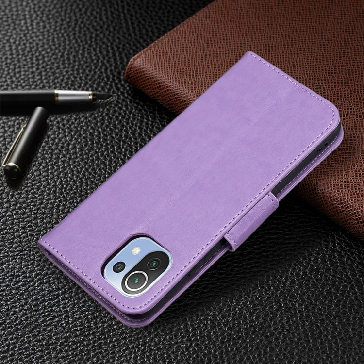 For Xiaomi Mi 11 Lite Embossing Two Butterflies Pattern Horizontal Flip PU Leather Case with Holder & Card Slot & Wallet & Lanyard