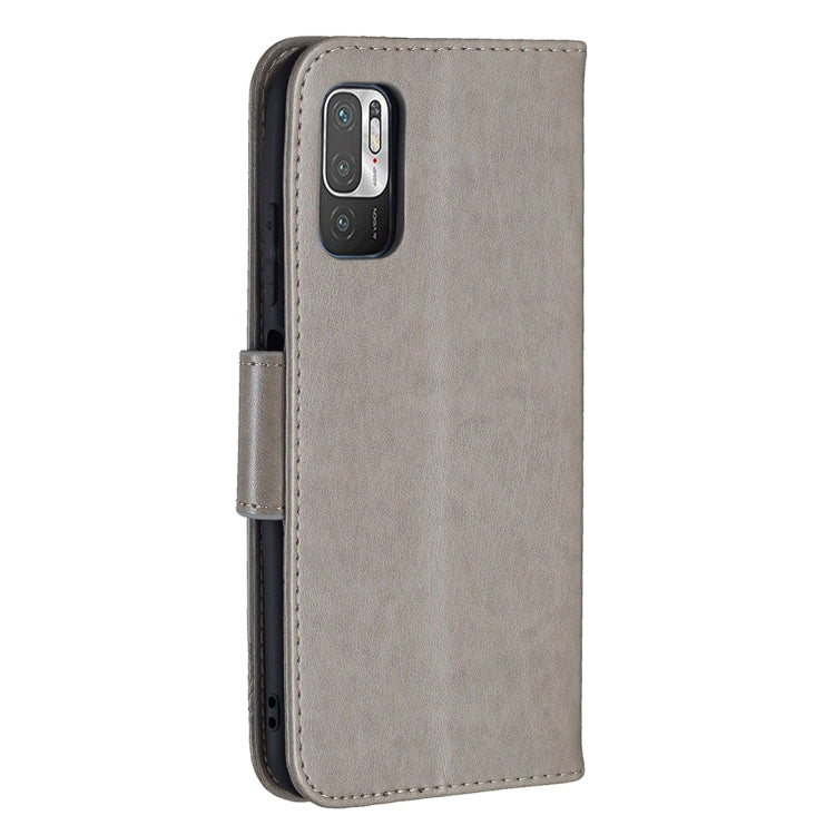 For Xiaomi Poco M3 Pro / Redmi Note 10 5G Embossing Two Butterflies Pattern Horizontal Flip PU Leather Case with Holder & Card Slot & Wallet & Lanyard