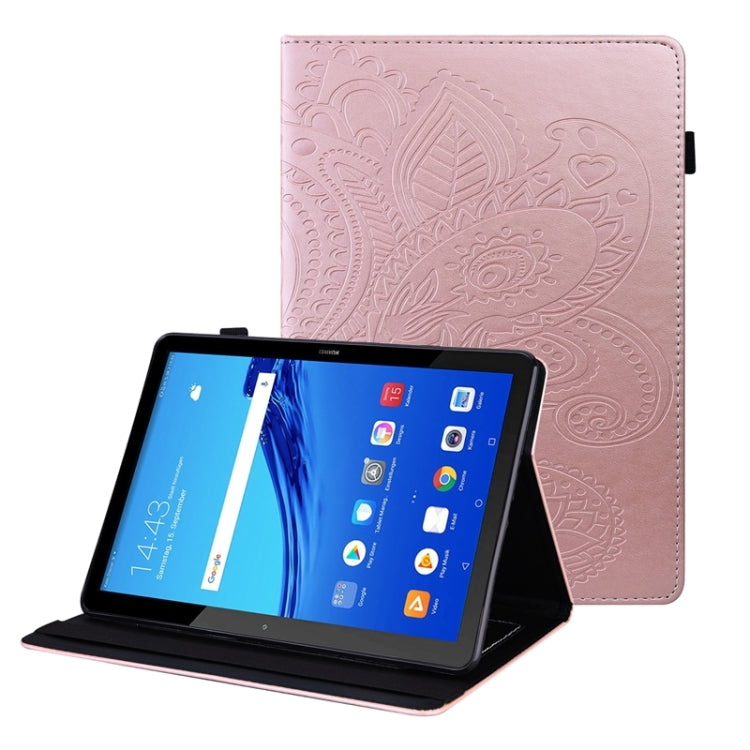 For Huawei MediaPad T5 Peacock Tail Embossing Pattern Horizontal Flip Leather Case with Holder & Card Slots & Wallet & Anti Skid Strip
